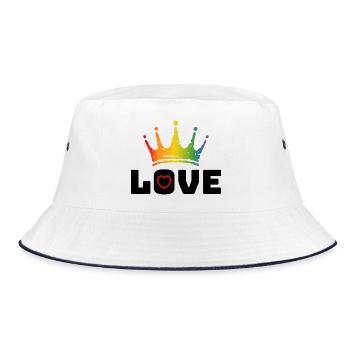 Love Heart red Rainbow crown black - Bucket Hat - Weiß/Navy - Vorne