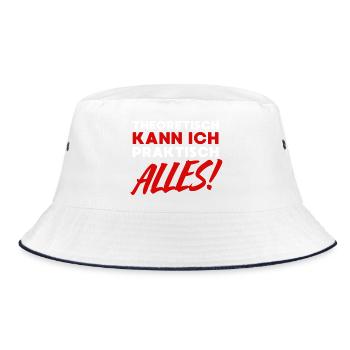 Theoretischkann ich praktisch alles... Alleskönner - Bucket Hat - Weiß/Navy - Vorne