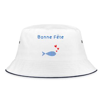 OMA. MUTTERTAG. ALLES GUTE ZUM OMA-TAG. ICH LIEBE DICH - Bucket Hat - Weiß/Navy - Vorne