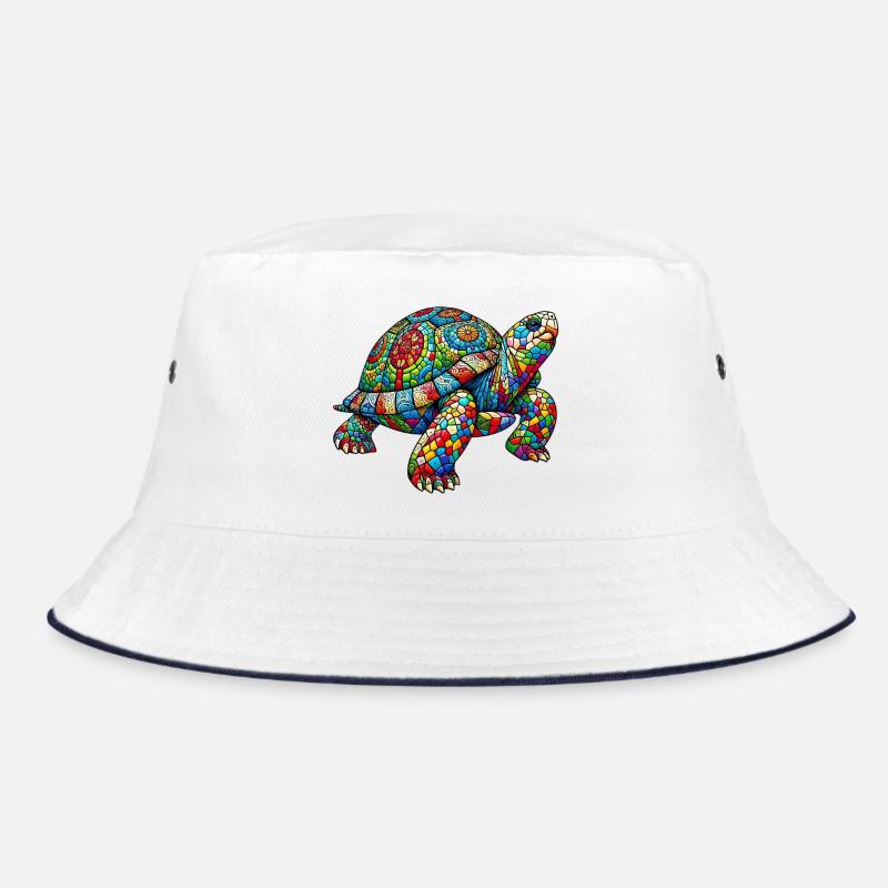 Schildkröte - Bucket Hat - Weiß/Navy