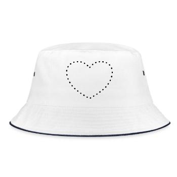 Heart black dots - Bucket Hat - white/navy - Front