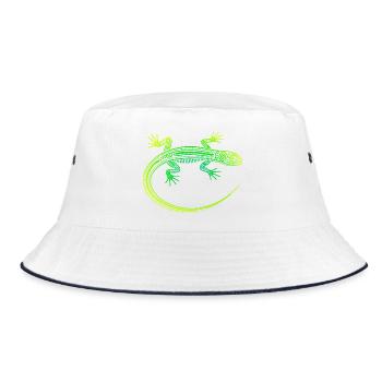 Lézard motifs aborigène, tribal dégradé vert jaune - Bob - blanc/marine - Devant
