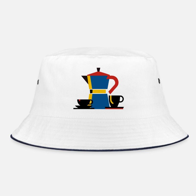 bauhaus minimalismus design bialetti kaffe - Bucket Hat - Weiß/Navy