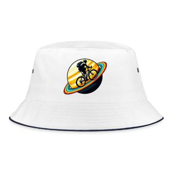 Cyclist on Saturn - Bucket Hat - white/navy - Front