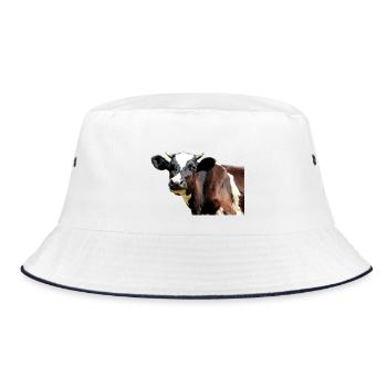 Kuh - Bucket Hat - Weiß/Navy - Vorne