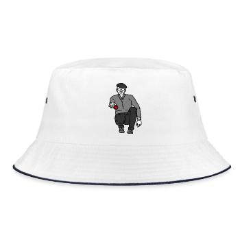 Petanque Spieler Rechtshänder - Bucket Hat - Weiß/Navy - Vorne