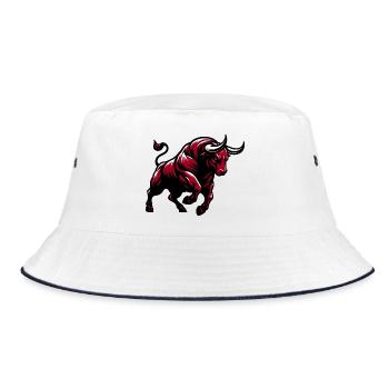 Stier - Bucket Hat - Weiß/Navy - Vorne