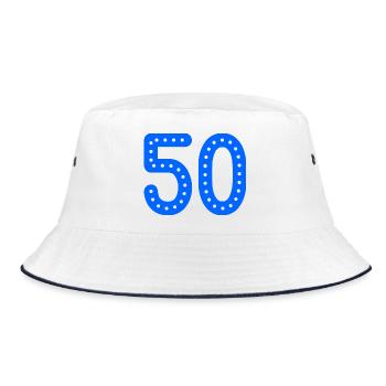 50. 50 YEARS. 50th ANNIVERSARY. 50 YEARS ANNIVERSARY. - Bucket Hat - white/navy - Front