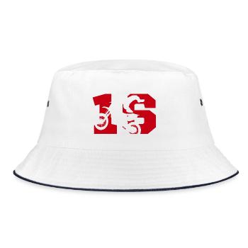 Moto 16 Biker - Bucket Hat - Weiß/Navy - Vorne