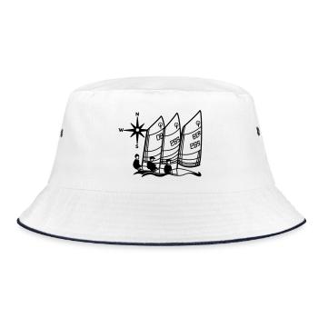 Optimist Opti Segelboot Regatta Segelshirt Kinder - Bucket Hat - Weiß/Navy - Vorne
