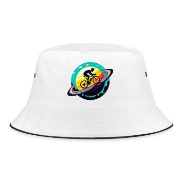 Cyclist on Saturn - Bucket Hat - white/navy - Front