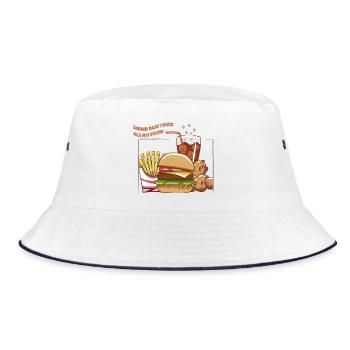 lieber Fast Food als no Food - Bucket Hat - Weiß/Navy - Vorne