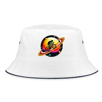 Cyclist on Saturn - Bucket Hat - white/navy - Front