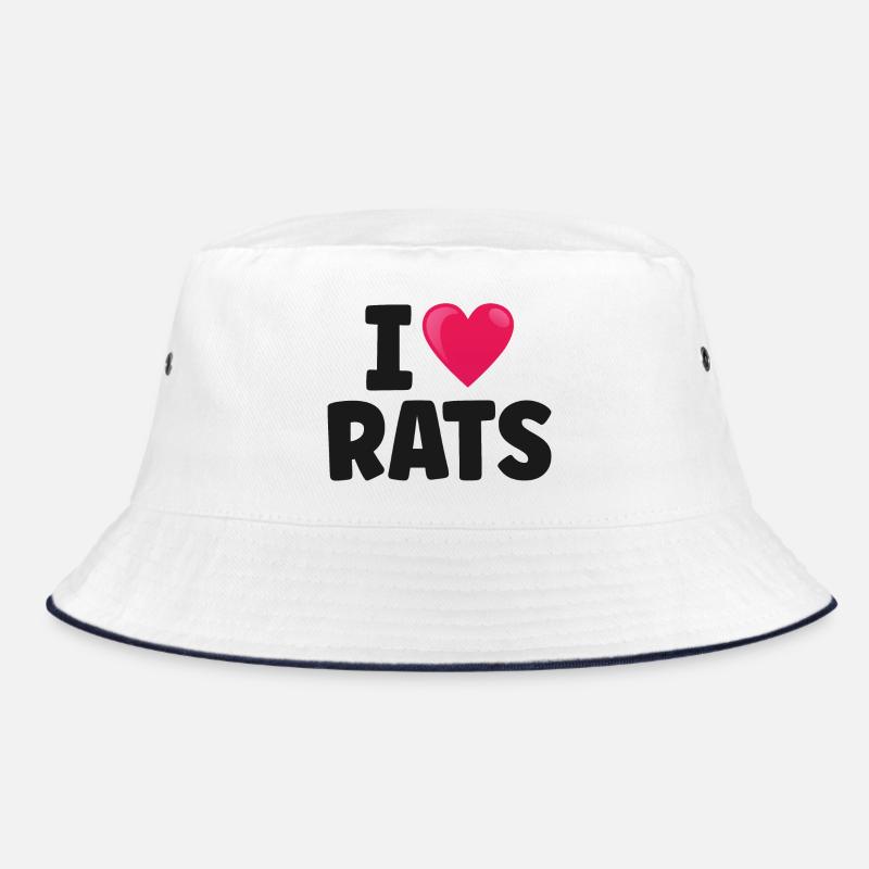Ratte Ratten - Bucket Hat - Weiß/Navy