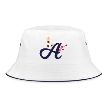 Eleganter Buchstabe 'A' mit Blumen - Bucket Hat - Weiß/Navy - Vorne