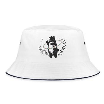 Dancing brown bear with - Bucket Hat - white/navy - Front