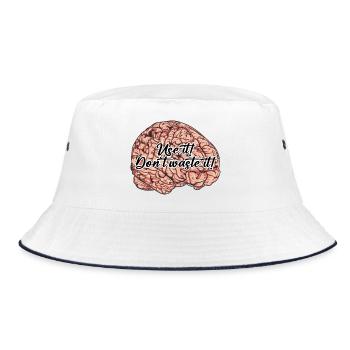 Hirn // Illustration - Bucket Hat - Weiß/Navy - Vorne