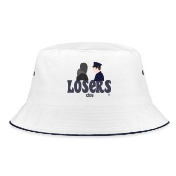 Menschen gegen Polizei - Bucket Hat - Weiß/Navy - Vorne