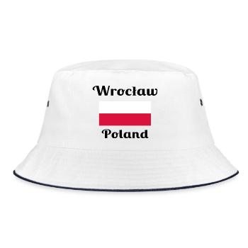 Wrocław, Poland - Stylish prints - Bucket Hat - white/navy - Front