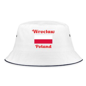 Wrocław, Poland - Stylish prints - Bucket Hat - white/navy - Front