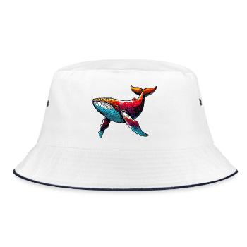 Wal - Bucket Hat - Weiß/Navy - Vorne