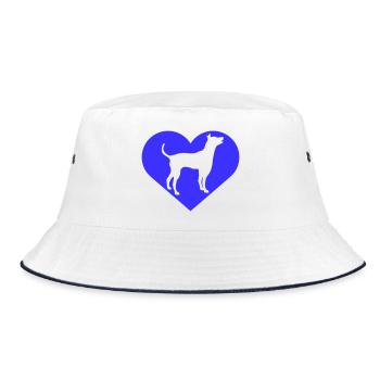Grand Chien Coeur Amour Symbole Silhouette Contour - Bob - blanc/marine - Devant
