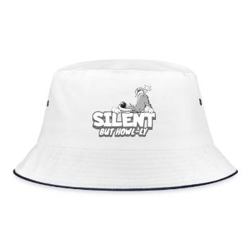 Wolf Pupst Spruch I Furzendes Wildtier Cartoon - Bucket Hat - Weiß/Navy - Vorne