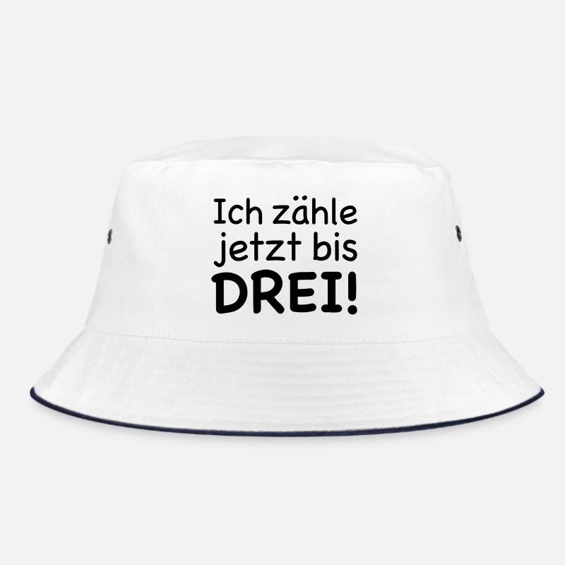 Ich zähle jetzt bis Drei - Bucket Hat - Weiß/Navy