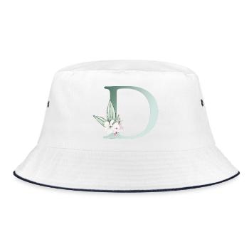 D Monogram, Floral, Personnalisable - Bob - blanc/marine - Devant