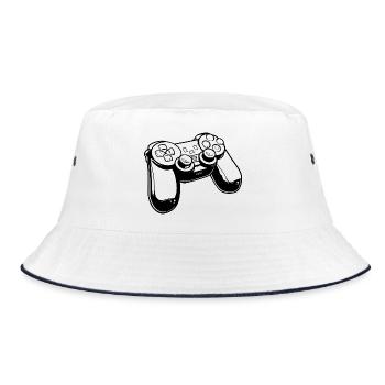 Gaming Controller Drawing - Bucket Hat - white/navy - Front