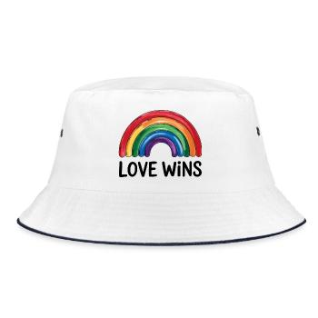 Love Graphic Love gewinnt Rainbow - Bucket Hat - Weiß/Navy - Vorne