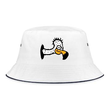 Geier Aasfresser Vogel lustig Geiern Aasgeier Spaß - Bucket Hat - Weiß/Navy - Vorne