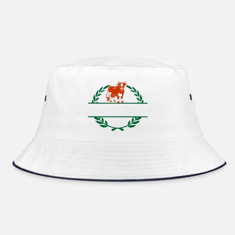 Rote & Weiße Kuh mit eigenem Text Bucket Hat