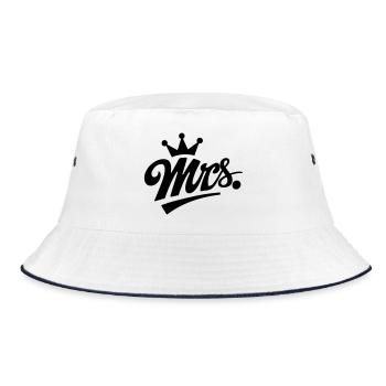 Mrs. & Krone, customizable - Bucket Hat - white/navy - Front