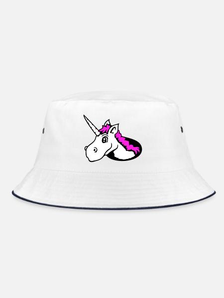 Unicorn Floor Hole Funny Smile Comic Cartoon - Bucket Hat - white/navy - Front