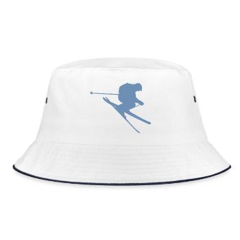 Skier Silhouette im Sprung - Bucket Hat - Weiß/Navy - Vorne