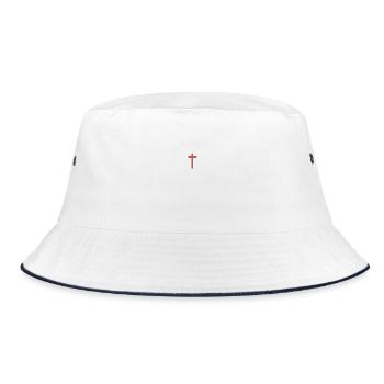 Minimalist Christian Cross Illustration - Bucket Hat - white/navy - Front