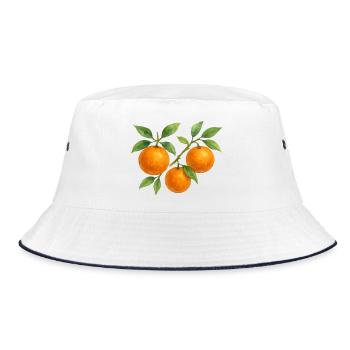 Fruchtige Orangenzweig - Bucket Hat - Weiß/Navy - Vorne