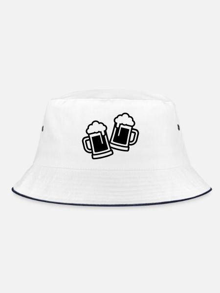 Beer Mug Beer Beer Glass - Bucket Hat - white/navy - Front