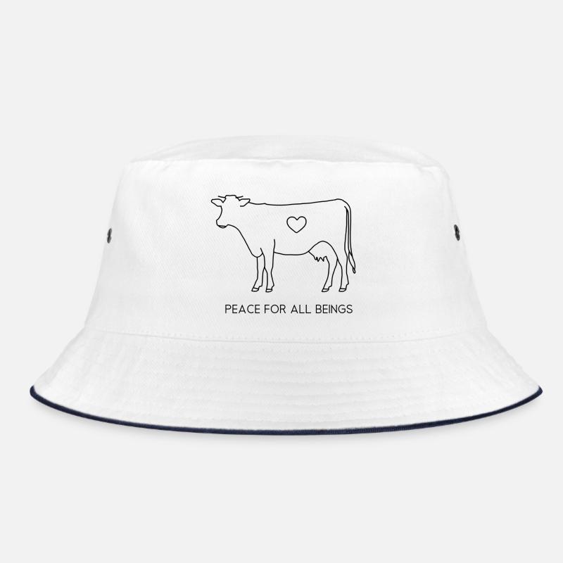 Peace for All Beings – Fine Line Cow Bucket Hat