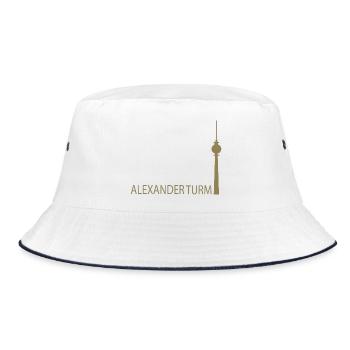 Witziger Berliner Fernsehturm Silhouette Parodie - Bucket Hat - Weiß/Navy - Vorne