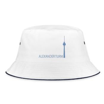 Minimalist silhouette of the Berlin TV Tower - Bucket Hat - white/navy - Front