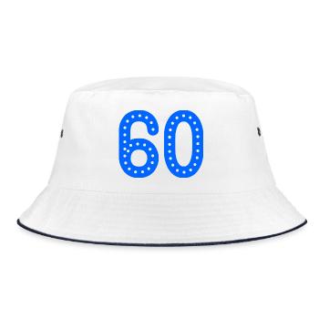 60. 60 JAHRE. 60-JÄHRIGES JUBILÄUM. 60. GEBURTSTAG. - Bucket Hat - Weiß/Navy - Vorne