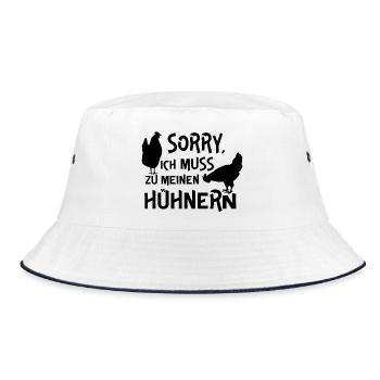 Humorvolles Hühner-Design mit Text - Bucket Hat - Weiß/Navy - Vorne