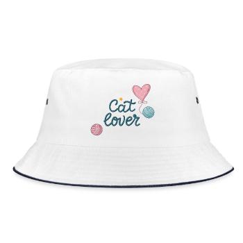 Feline love with pink balloons and hearts - Bucket Hat - white/navy - Front