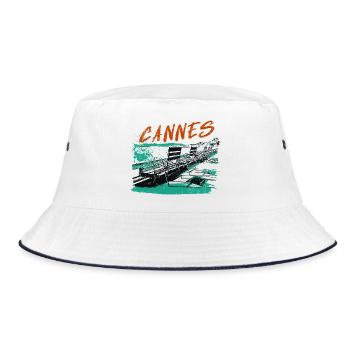 Cannes Côte d'Azur Illustration - Bucket Hat - Weiß/Navy - Vorne