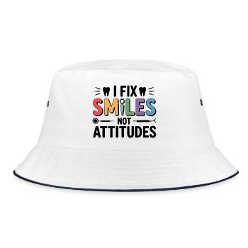 Dental Lab Technician Bridge Art  - Bucket Hat - white/navy - Front