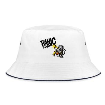 Expressive monkey with megaphone - Bucket Hat - white/navy - Front