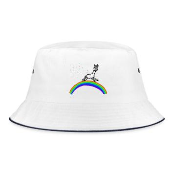 Rainbow Alpaca Confetti Pattern - Bucket Hat - white/navy - Front