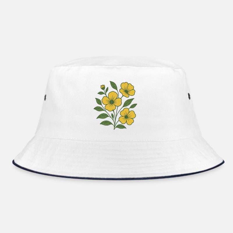 Branche de fleur jaune - Bob - blanc/marine